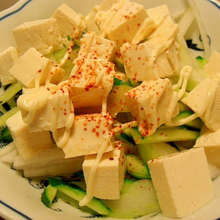 豆腐のマヨポンサラダ